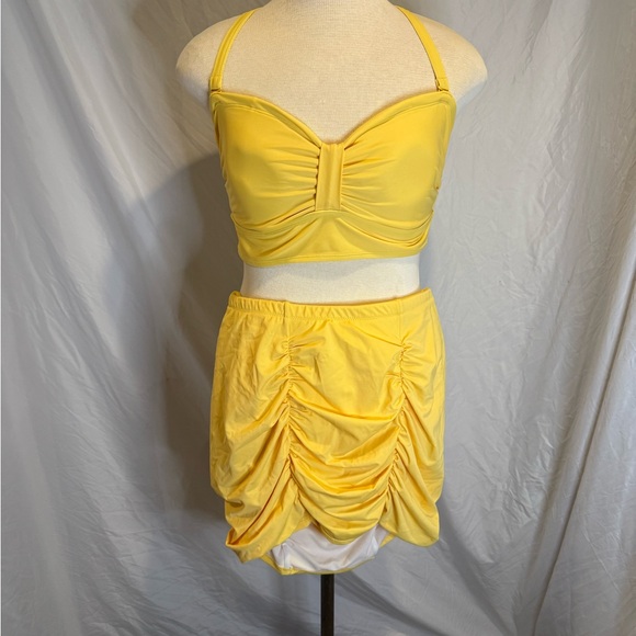 Torrid Yellow Ruched Swim Two Piece Belle Swimsuit - Picture 1 of 11